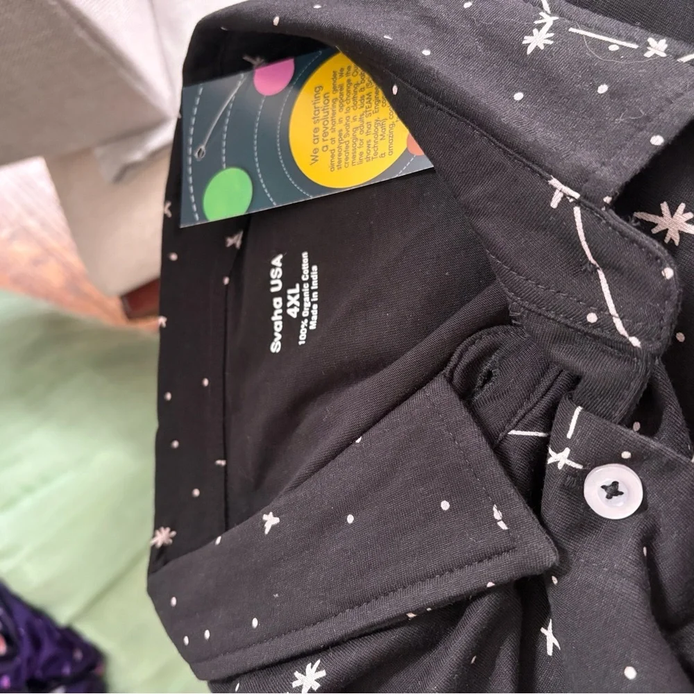 Constellations Glow-in-the-dark Button-Up Dress 4x - Picture 3 of 3